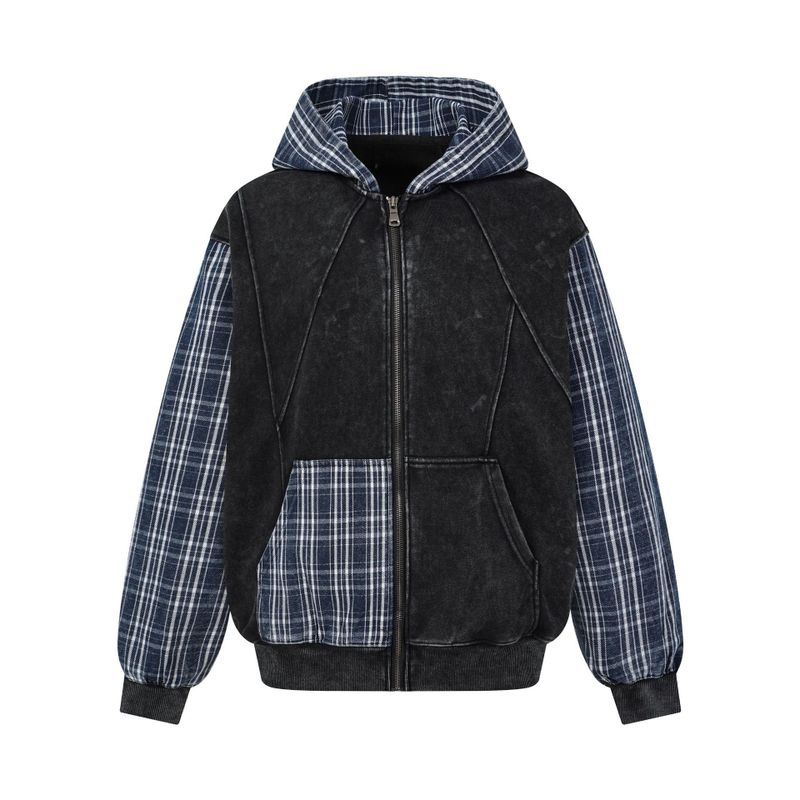 Viona Check Patch Zip Hoodie