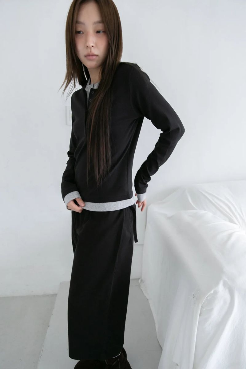 layered henley neck top(2colors)