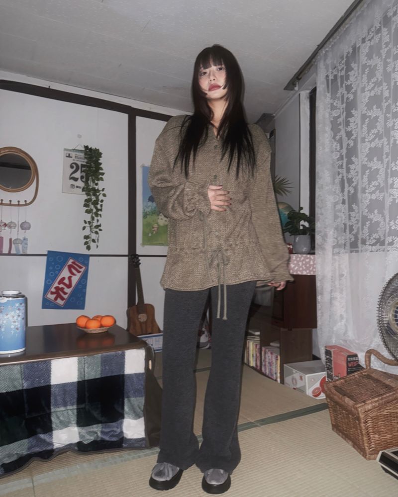 (2color)ソフトブラッシュブーツカットニットパンツ