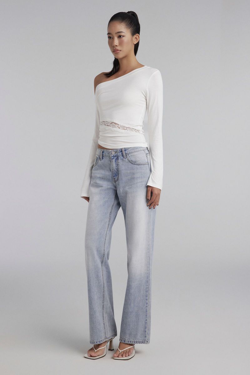 Krystal Clean Straight Low Jeans, Light Blue