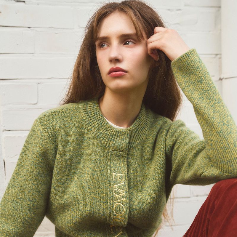 EVMOIU(エブモウ)の「ALPACA SLIM CARDIGAN - MINT GREEN(Tops)」
