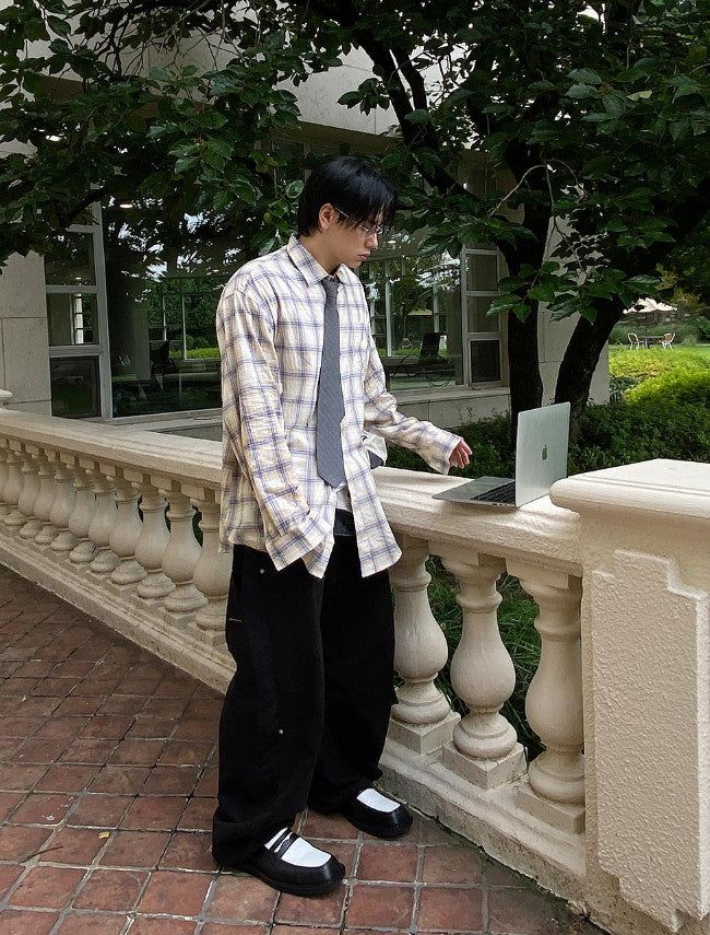 No.0860 soft check light over SHIRT (3color)
