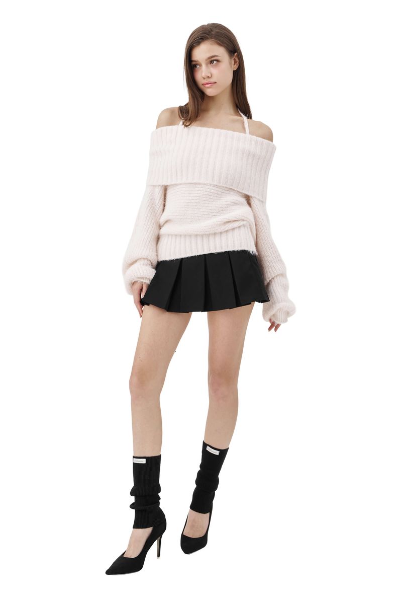 Palette off-shoulder ribbon knit, pink