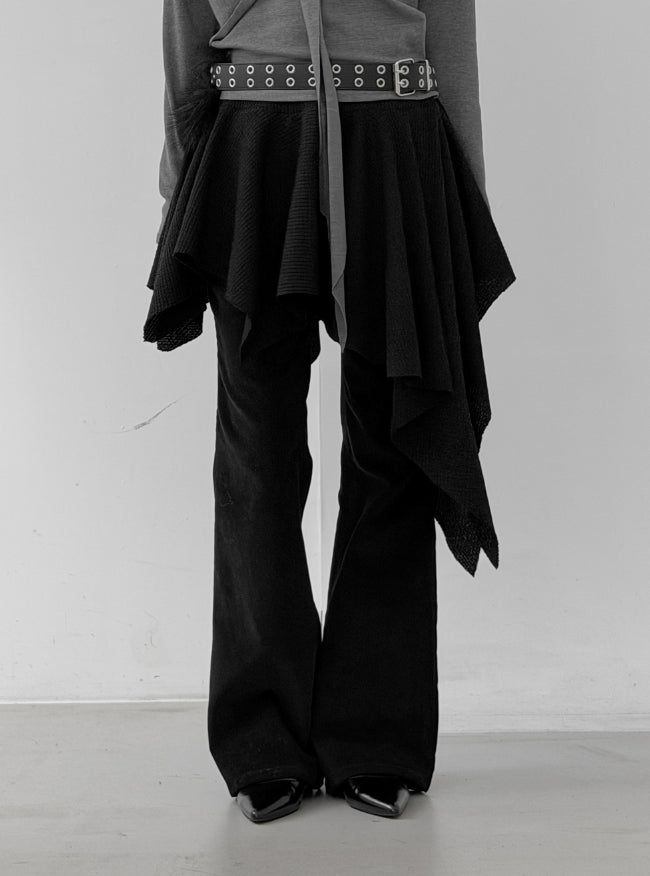 Waffle Unbalanced Flare Skirt
