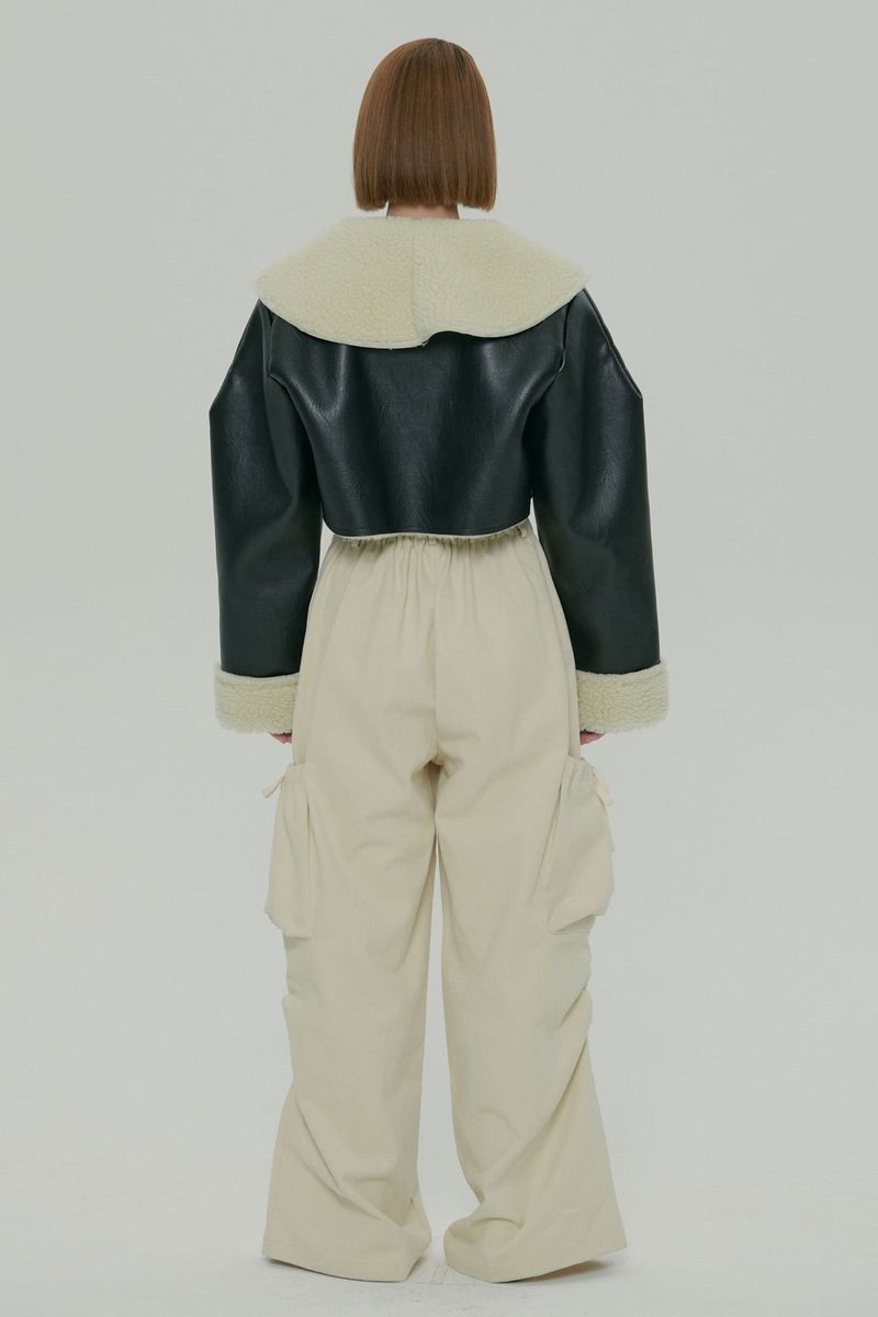 POCKET SHIRRING WIDE PANTS / IVORY