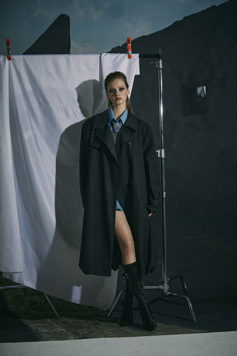 BALLOON TRENCH COAT -CHARCOAL