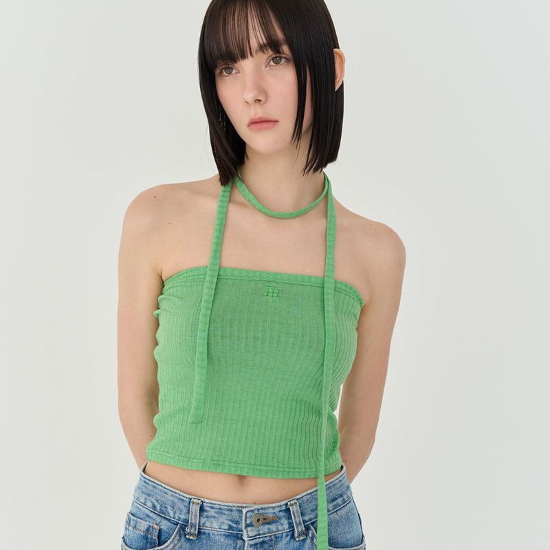 LOGO STRIPE STRAP TUBE TOP (GREEN)