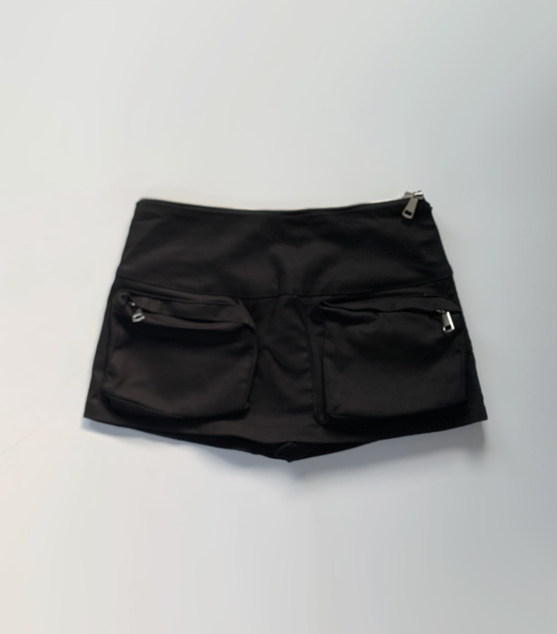 Focus y2k Zipper Cargo Skirt (black)