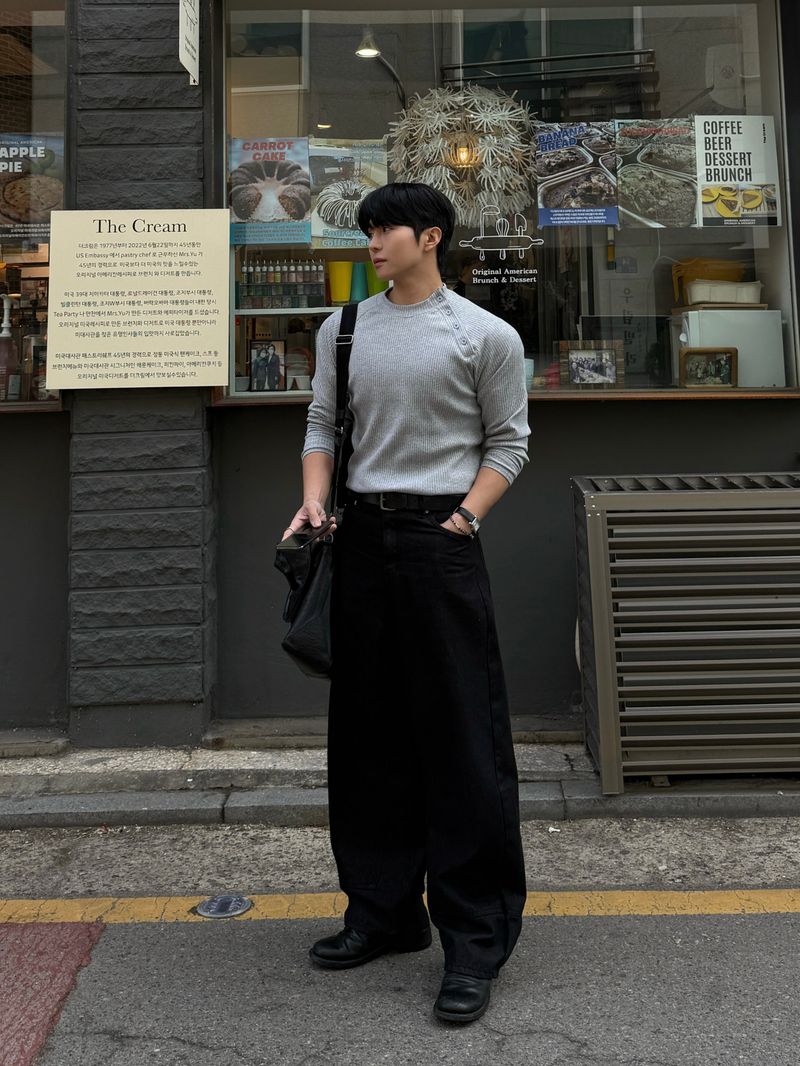 Run ribbed side muscle long sleeve tee