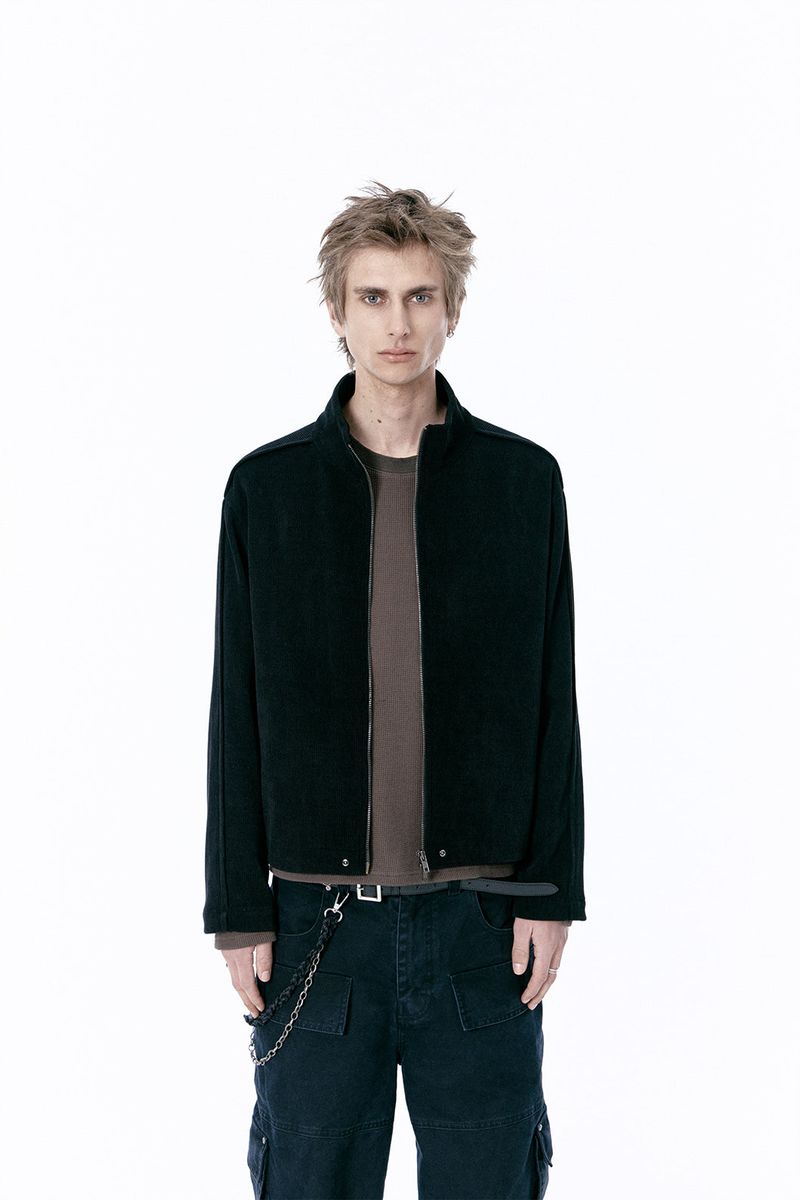 ETCE（イーティーシーイー）の「(BASE) MONO KNIT ZIP UP (BLACK)（Tops）」