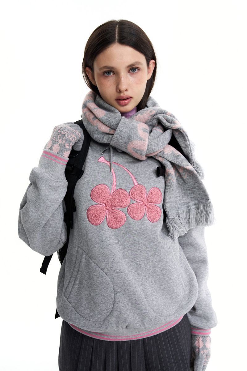 TROLLS JACQUARD KNIT MUFFLER - MELANGE GRAY