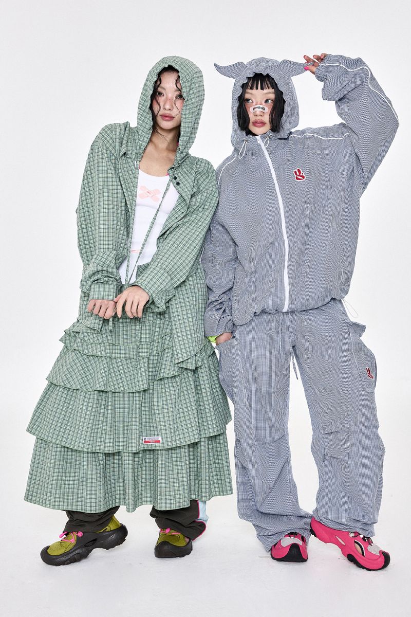チェックラッフルスカート Green