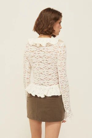 Floral ruffle cardigan