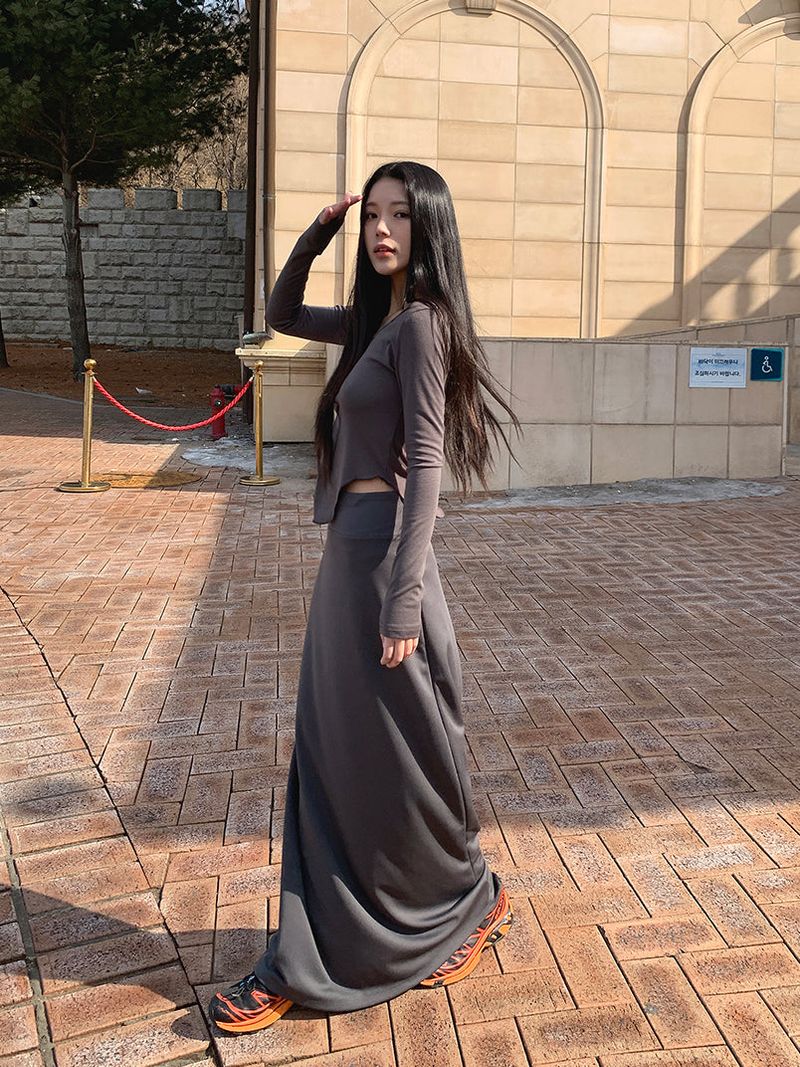 JERSEY LOOSE MAXI SKIRT (2C)