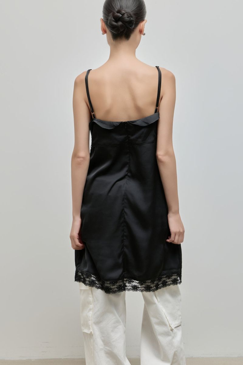 Silky Lace Bustier Dress_Black