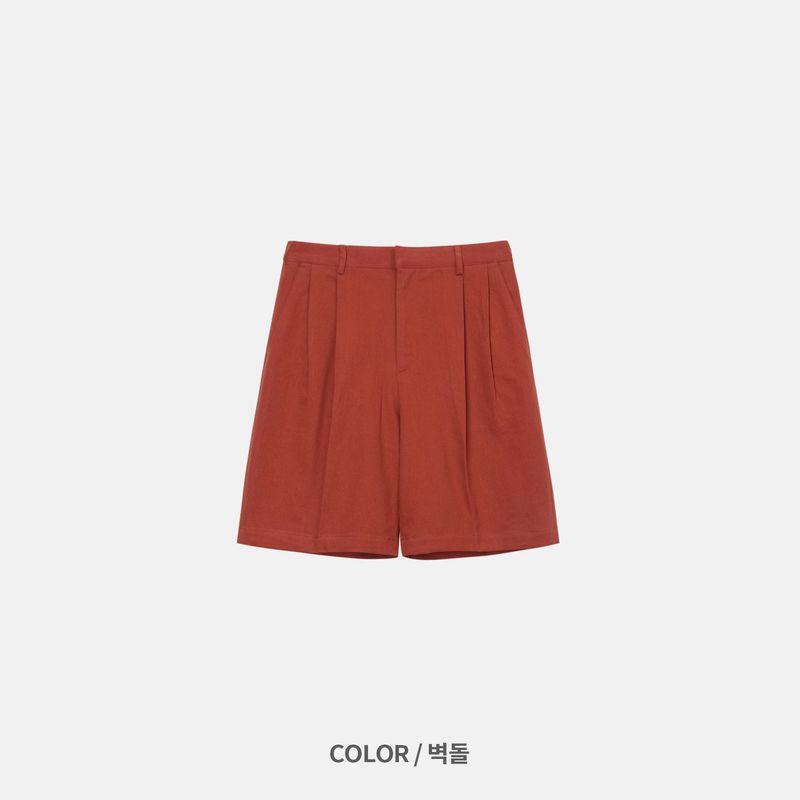 PORT COTTON TWO TUCK HALF PANTS(5COLOR)