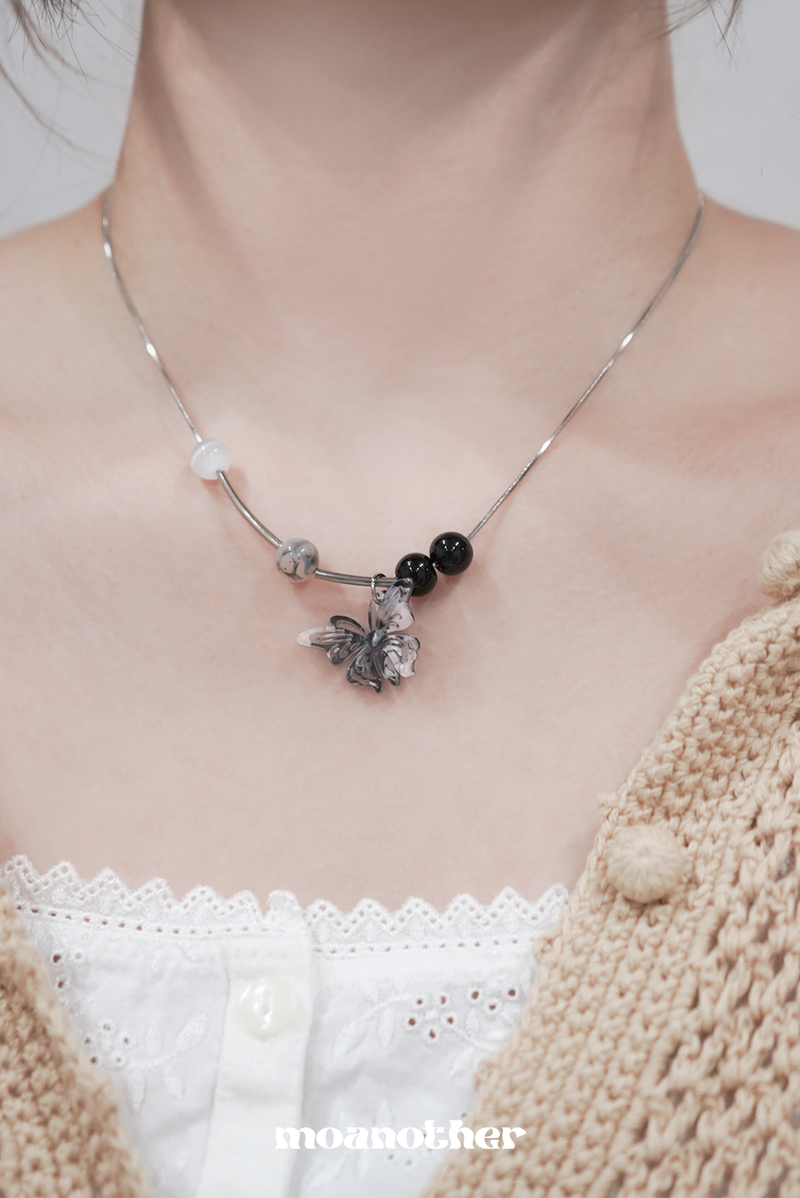 [Ive Rey Pick!][S.Steel] Black Oriental Butterfly Necklace