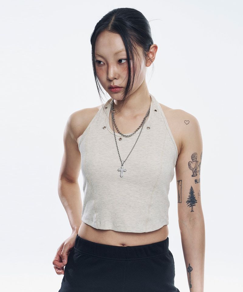 EASY NO EASY（イージーノーイージー）の「Eyelet Halterneck Sleeveless - Oatmeal（Tops）」