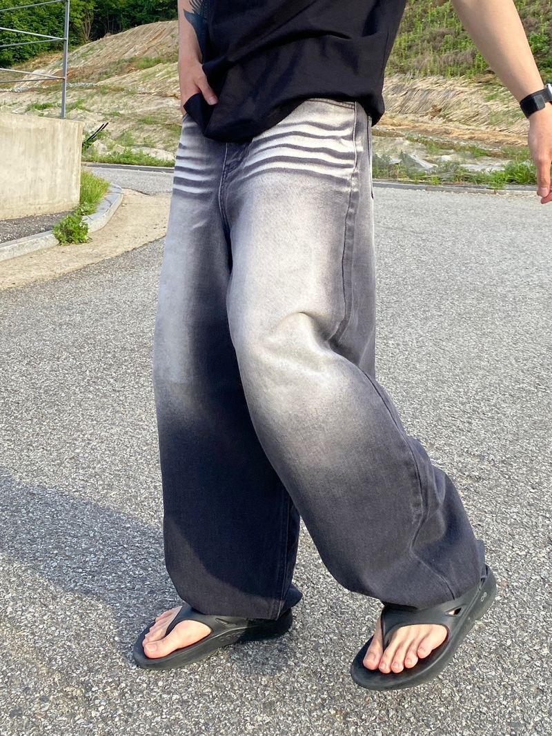 Sand Washing Denim Balloon Pants 2C