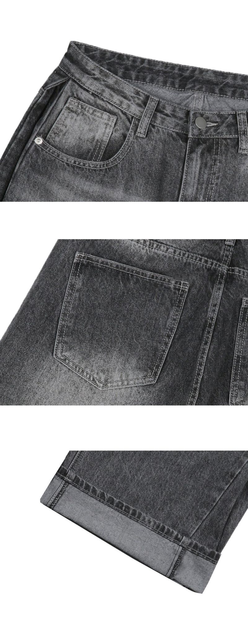 Vintage side pintuck denim pants (gray)