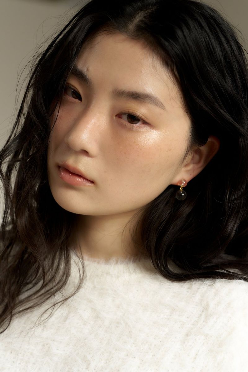 clear quartz earring (2color)