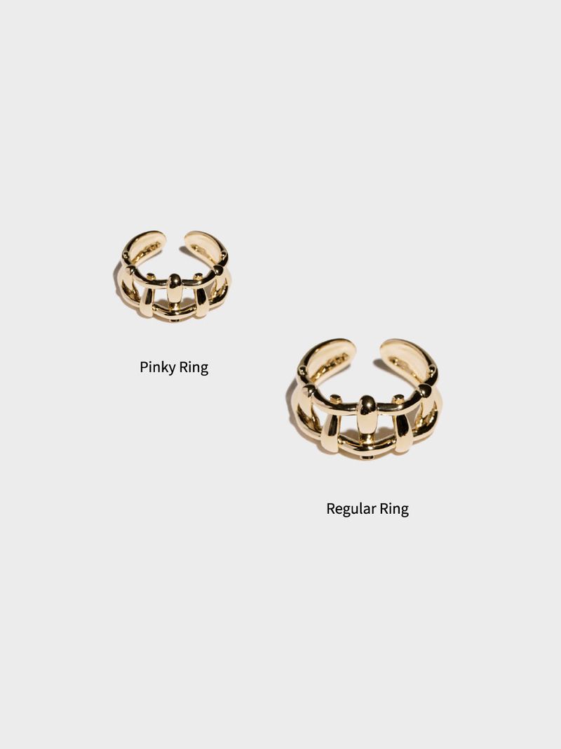 Multi Hash Tag Pinky Open Ring (Gold)