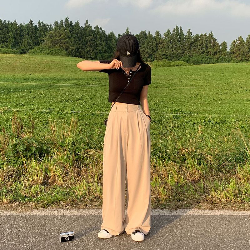 [Bellide made / Short, Long] Summer version two-pintuck wide slacks