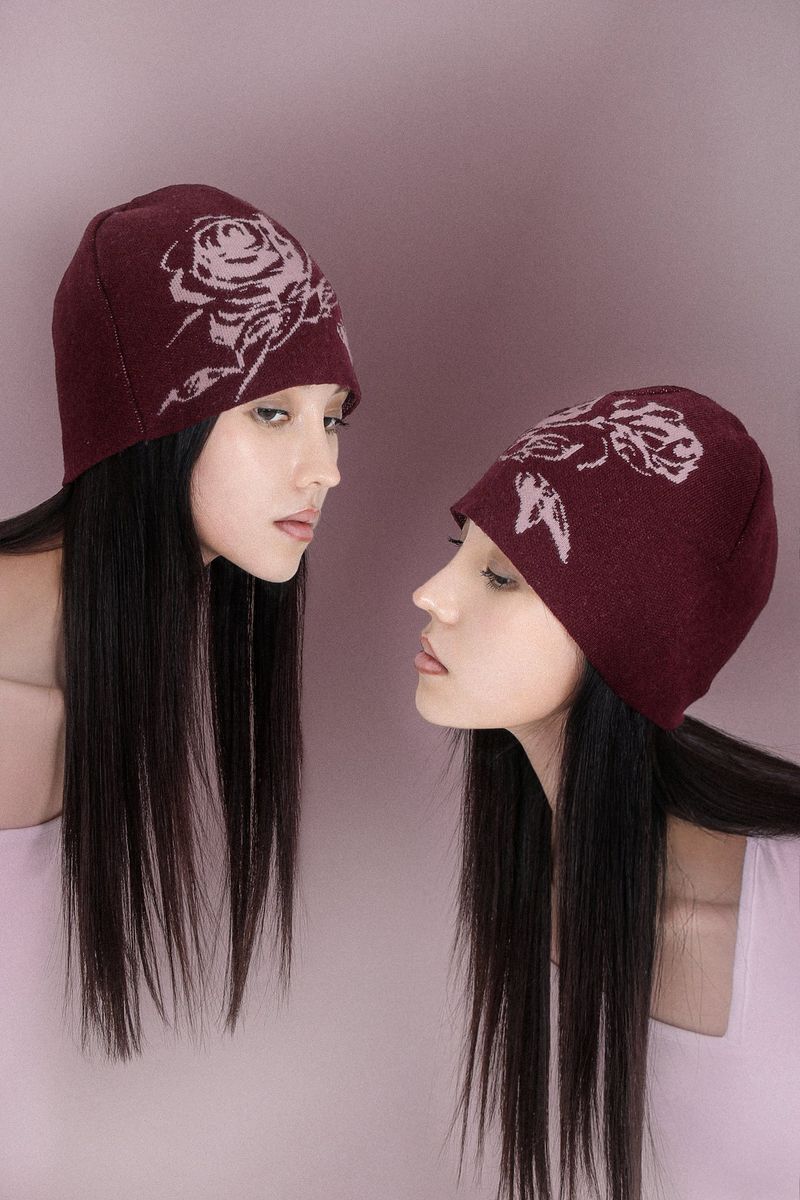 DARLING, YOU ARE BAD（YOU ARE BAD）の「ROSE JACQUARD BEANIE #WINE（Hats）」