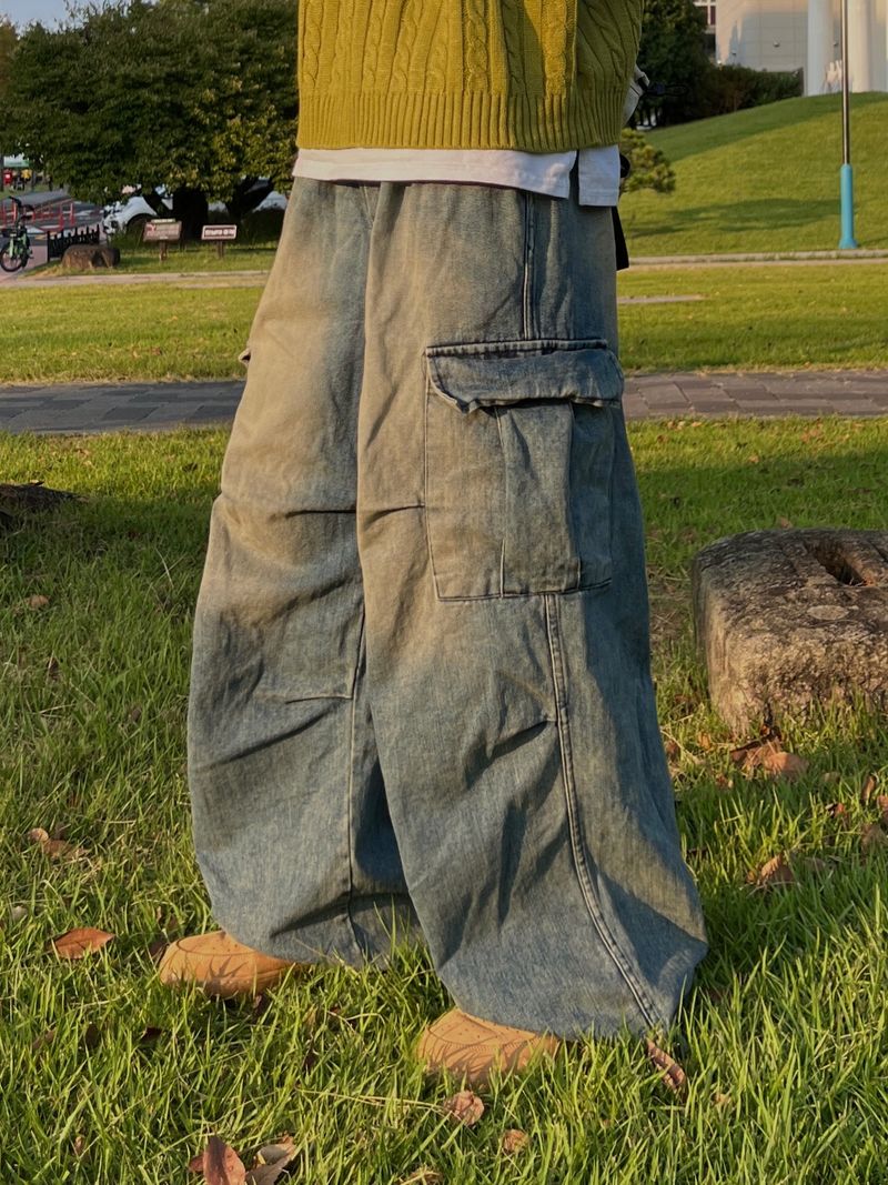 Retro Denim Cargo Pants (2 colors)
