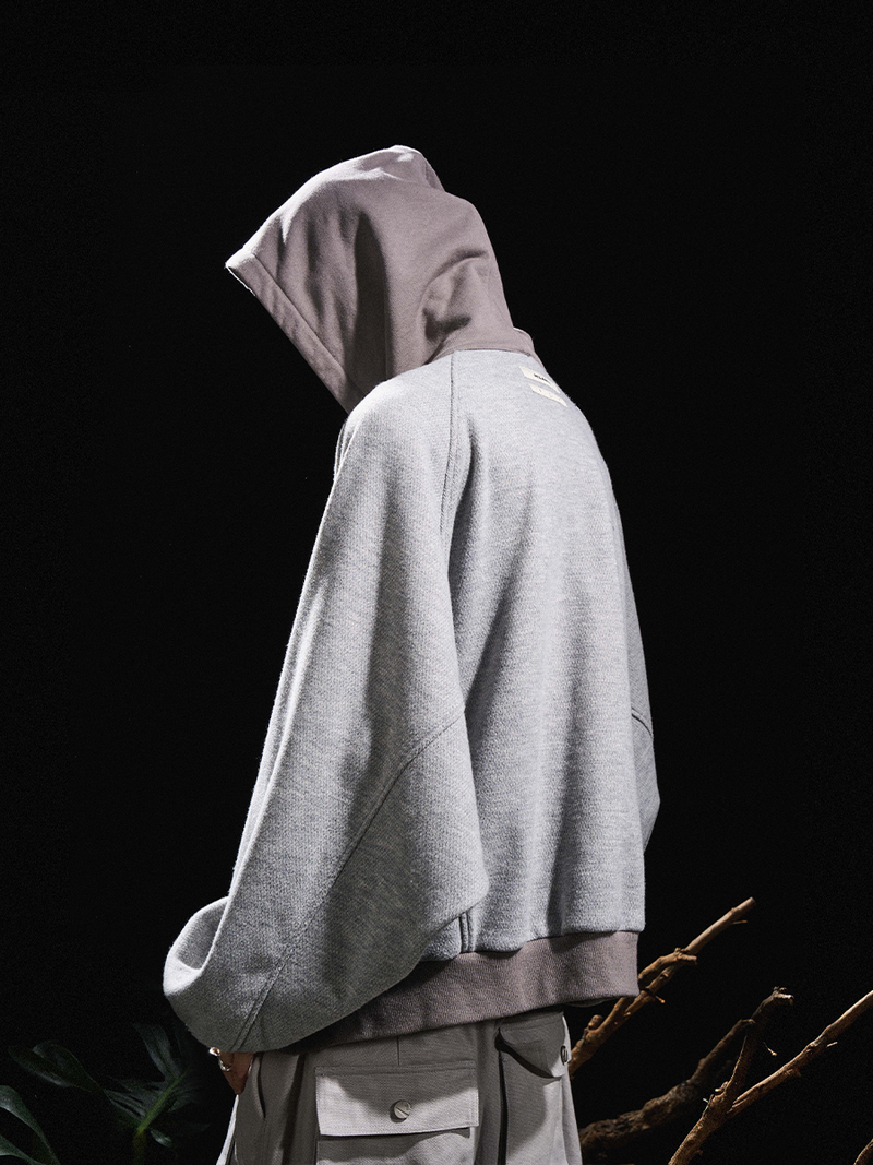 2510SWEAT_RELABEL 24AW Bug-Owned Forms Various Materials Bat Sleeve Zip Knit Sweatshirt