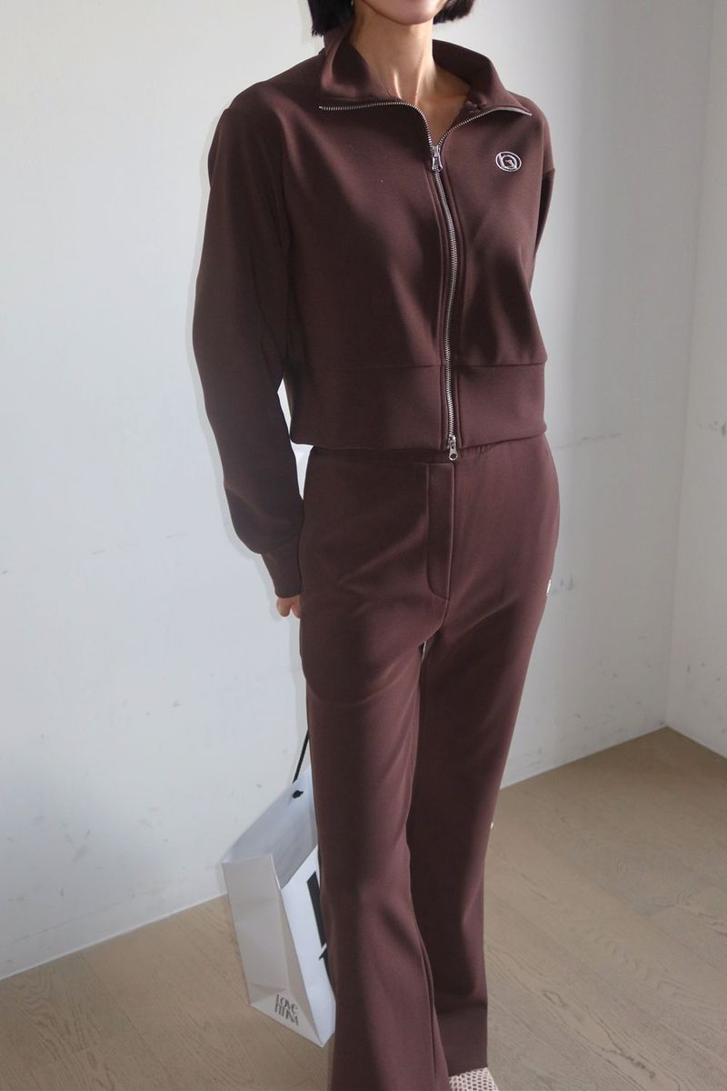 TWO-WAY FLEECE ZIP-UP_BROWN