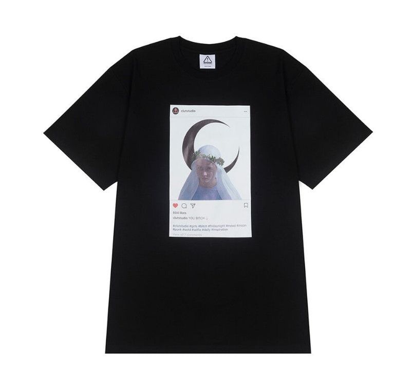 0 0 instagram half t-shirt - BLACK