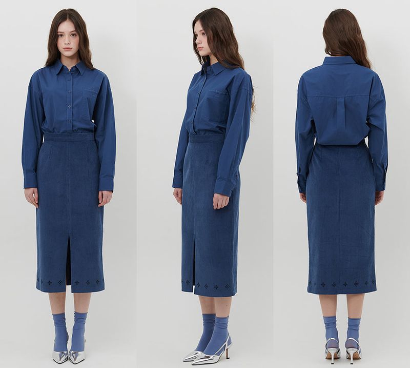 LOGO POPLIN SHIRT [NAVY]