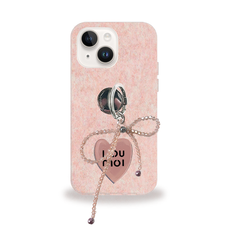 Pink beads ribbon ring tok