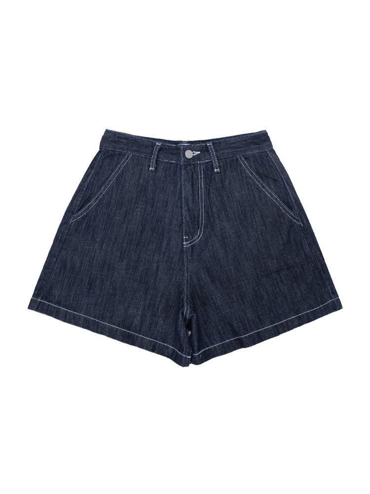 W1011 LINEN DENIM SHORT_DEEP BLUE