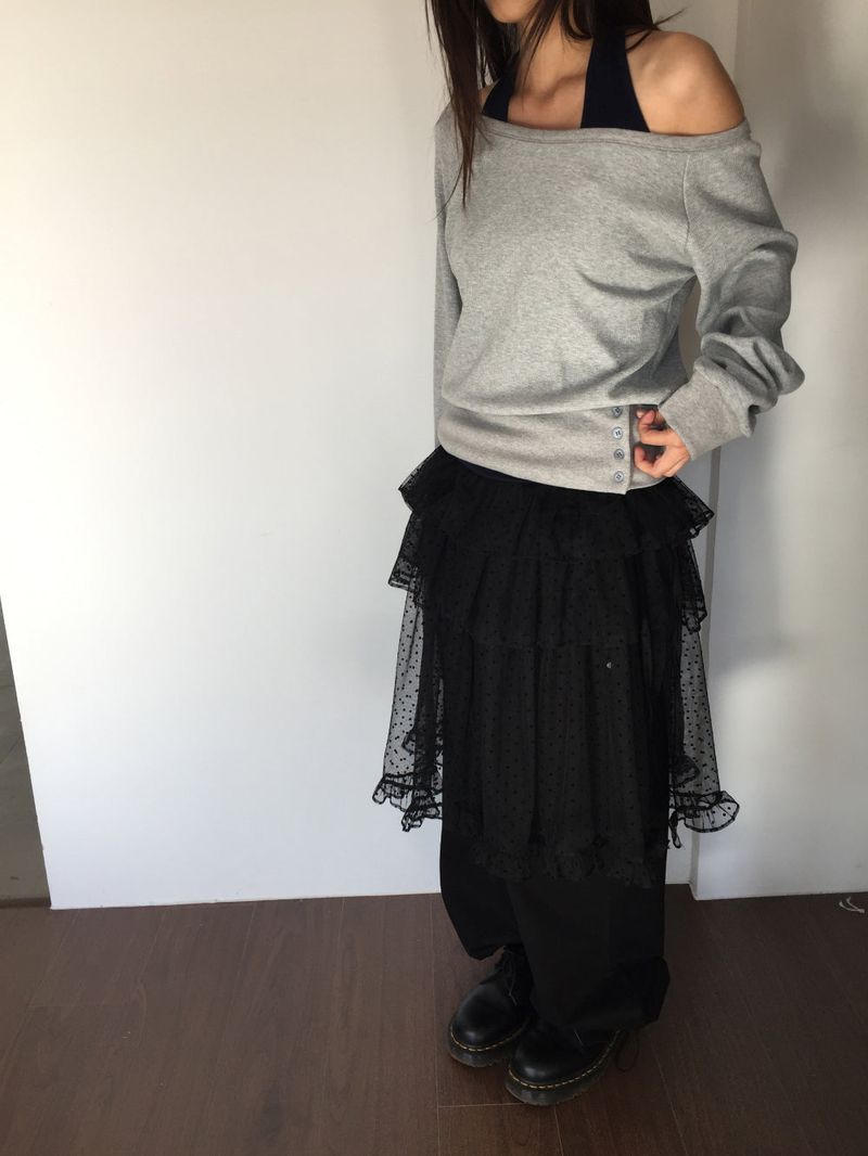 Glass Dot Layer Skirt (3color)