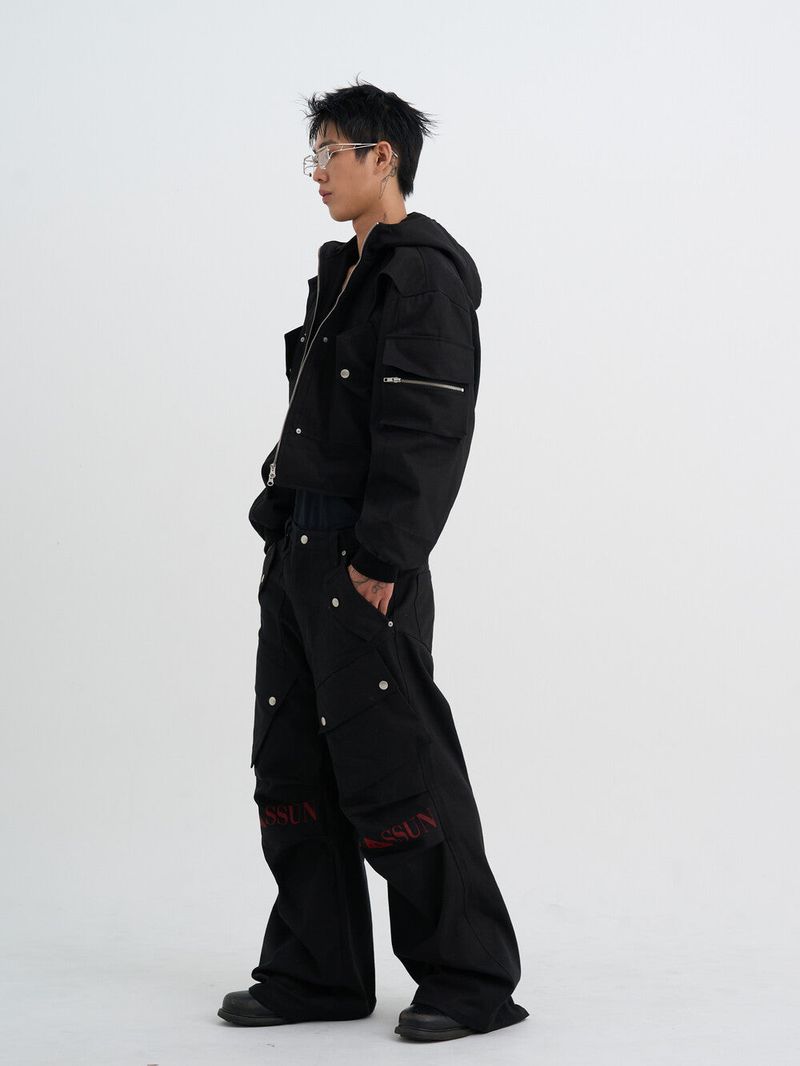 Circle Denim Bomber Jacket (Black)