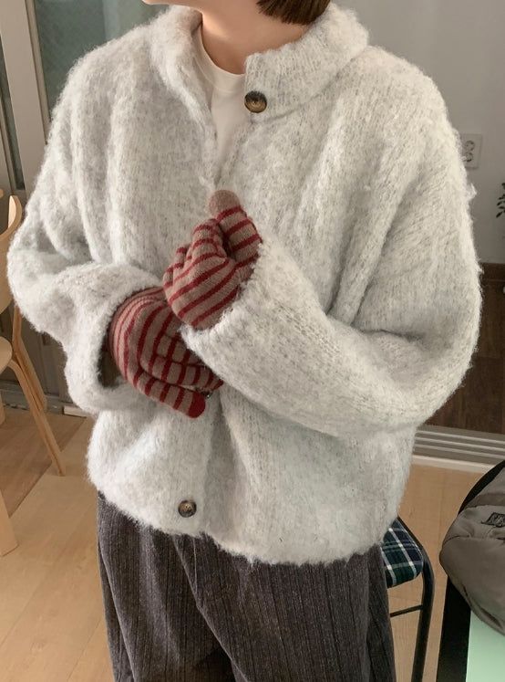 Pundero Wool Stripe Knit Gloves