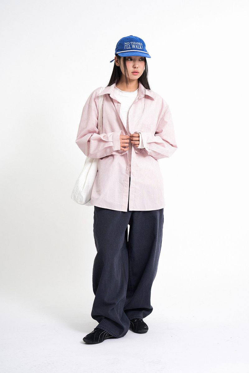 Pint stripe over fit shirt