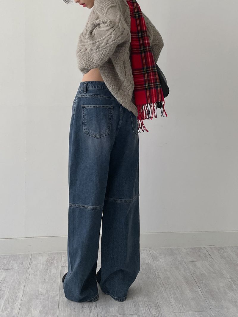 Jake Balloon Fit Wide Denim Pants