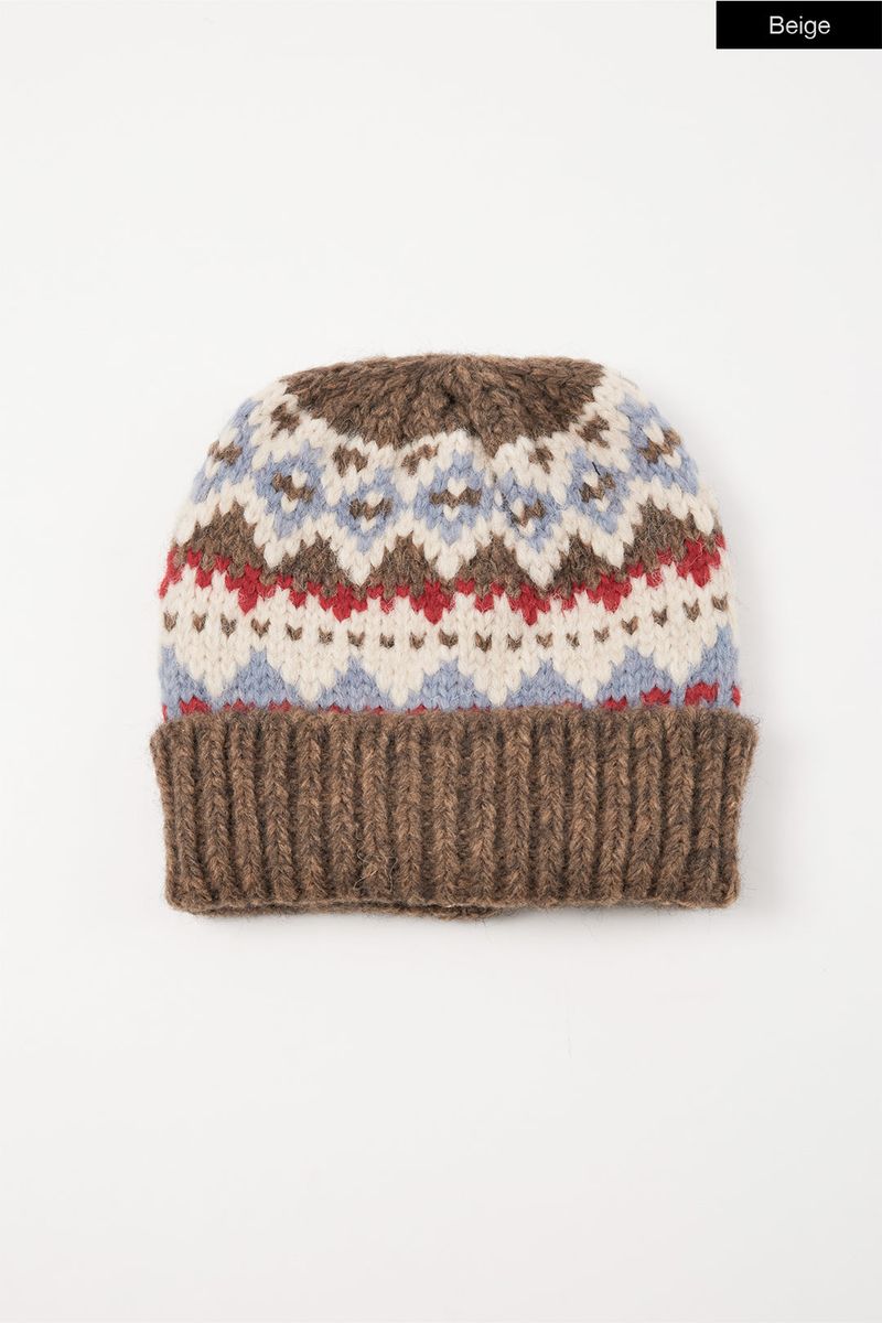 Fuzzy wool blend knit beanie