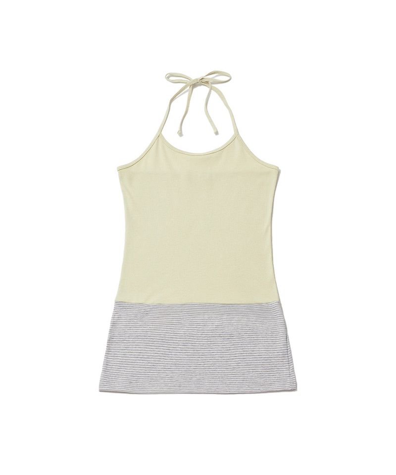 STRIPE LAYERED HALTER TOP - GREEN