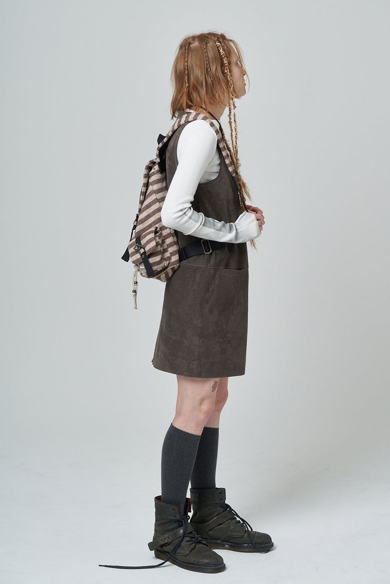 Wool stripe backpack_brown