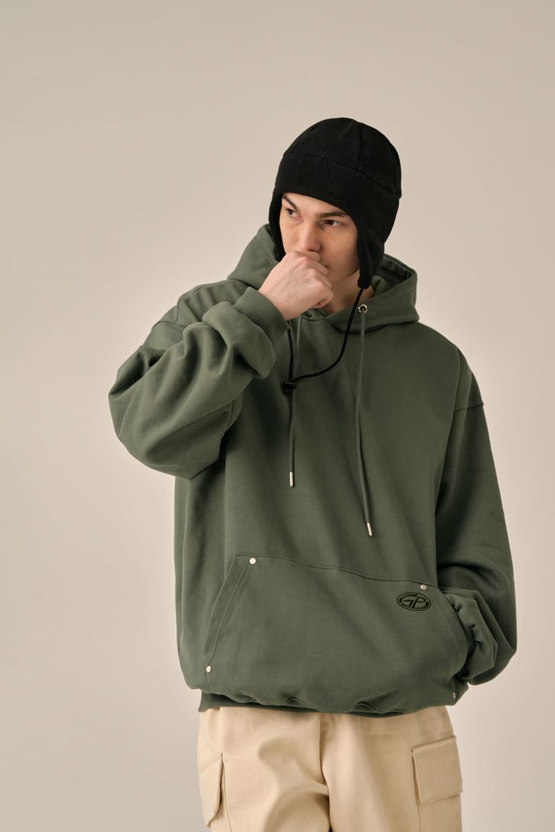 OVERSIZED MINI LOGO HOOD - KHAKI