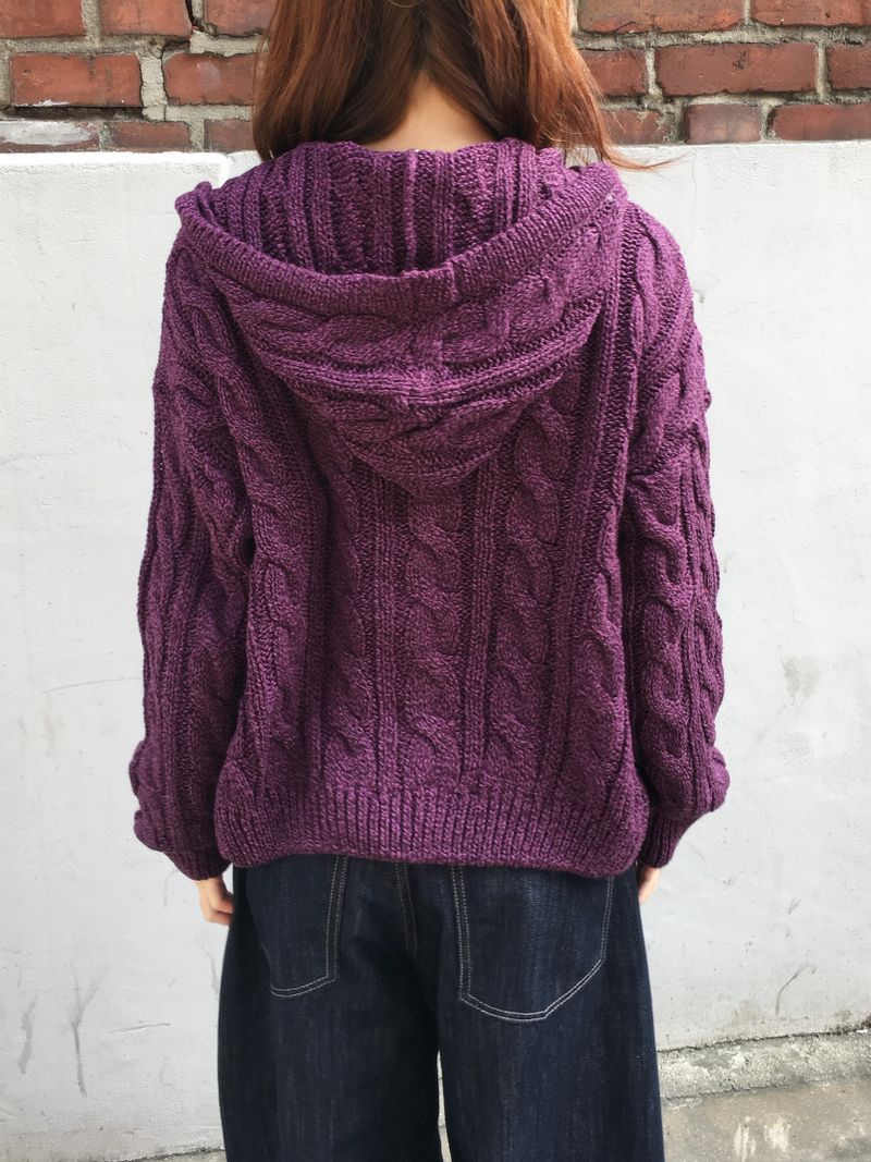 Witty Cable Hooded Knit Cardigan (5c)