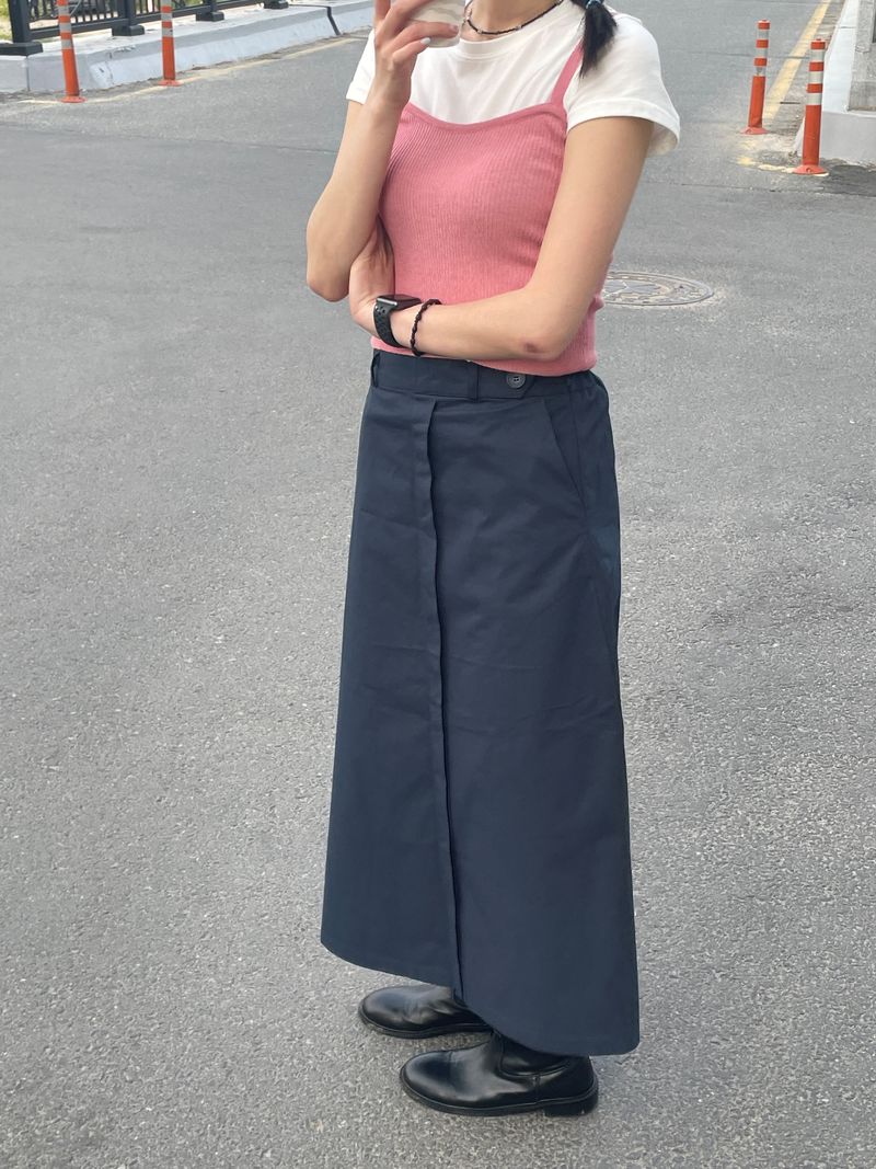 Harney button long skirt