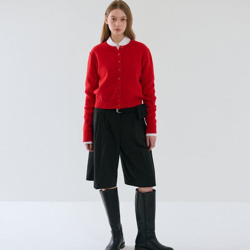 RVS Round Neck Cardigan Red