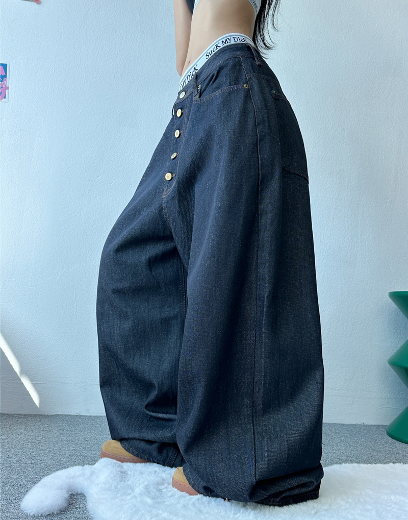 5-BUTTON POINT BALLOON DENIM💙