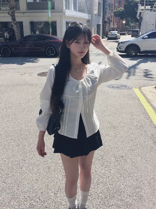 Cory Pintuck Ribbon Long Sleeve Blouse