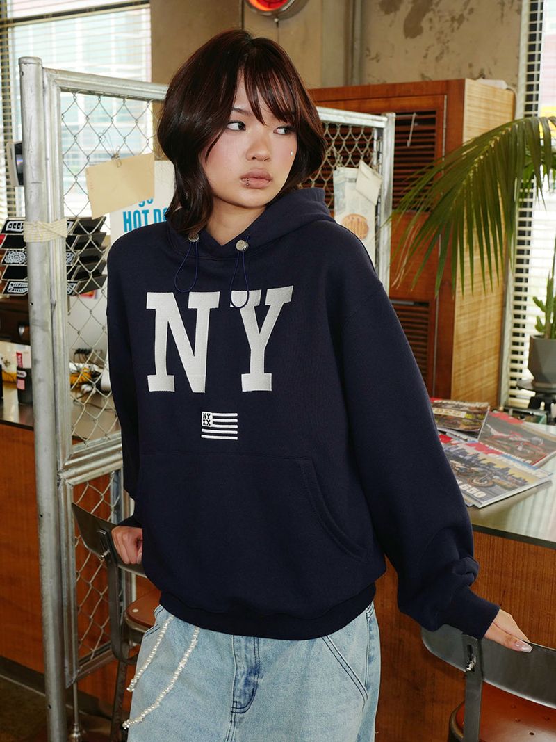 NY FLAG HOODIE NAVY